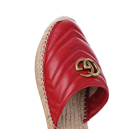 Gucci Nappa Matelasse GG Marmont Espadrille Slippers 37 Hibiscus Red 10 of 15