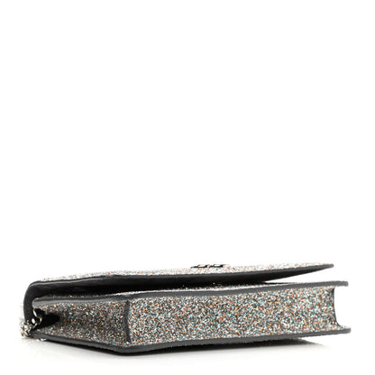 Jimmy Choo Glitter Palace Wallet On Chain Silver Multicolor 3 of 10