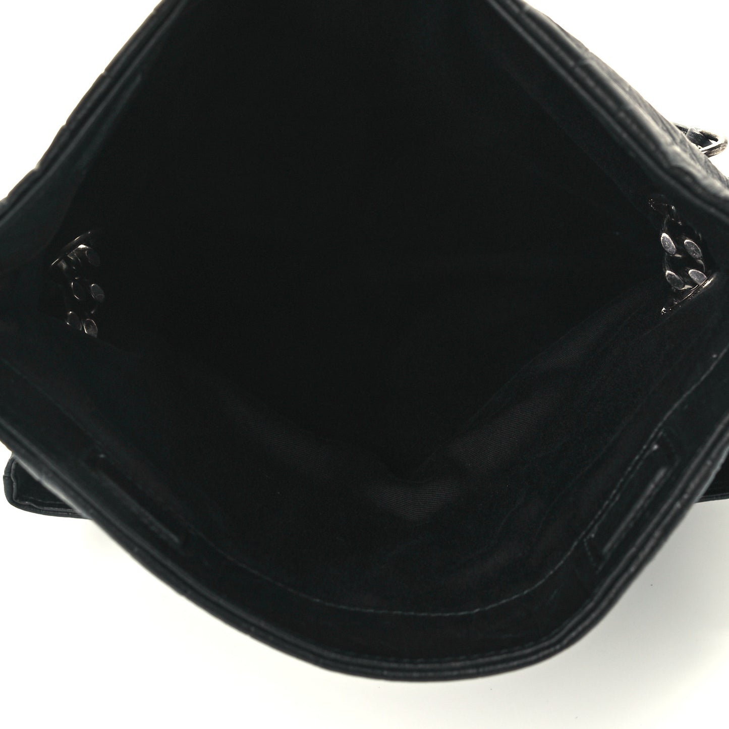 Calfskin Crocodile Embossed Medium West Hollywood Monogram Fold-Over Black