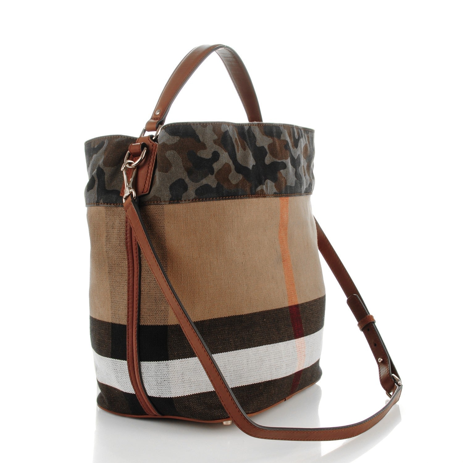 Burberry Canvas Mega Check Camouflage Medium Susanna Hobo Russet Brown 4 of 11