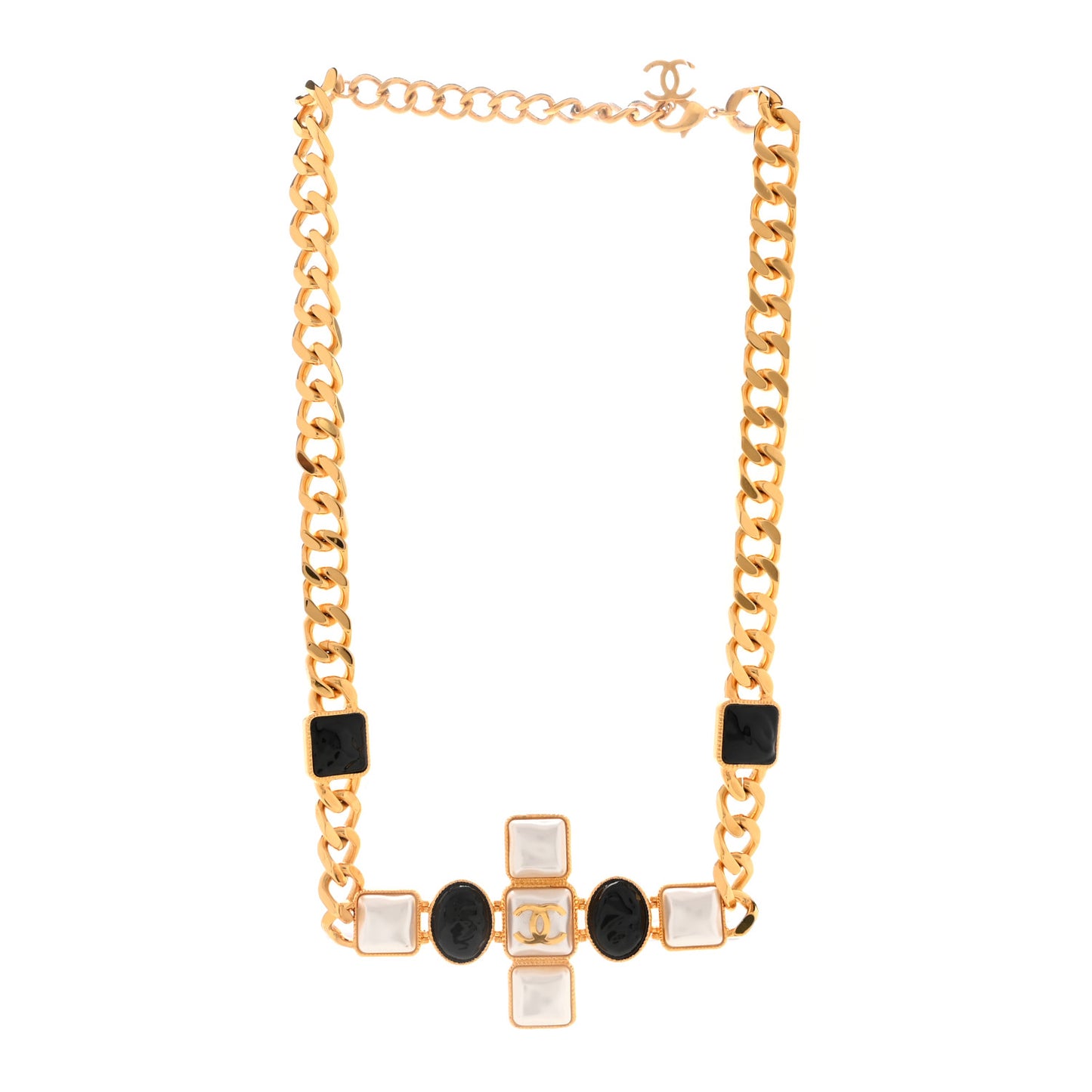 Metal Pearl Resin Obazine CC Choker Gold Black