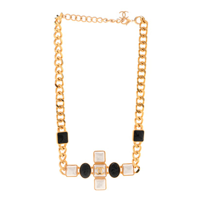 Chanel Metal Pearl Resin Obazine CC Choker Gold Black 3 of 6