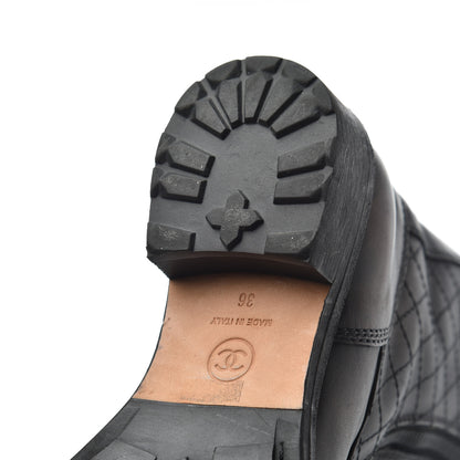 Chanel Calfskin Quilted Cap Toe Combat Boots 36 Black 17 of 17
