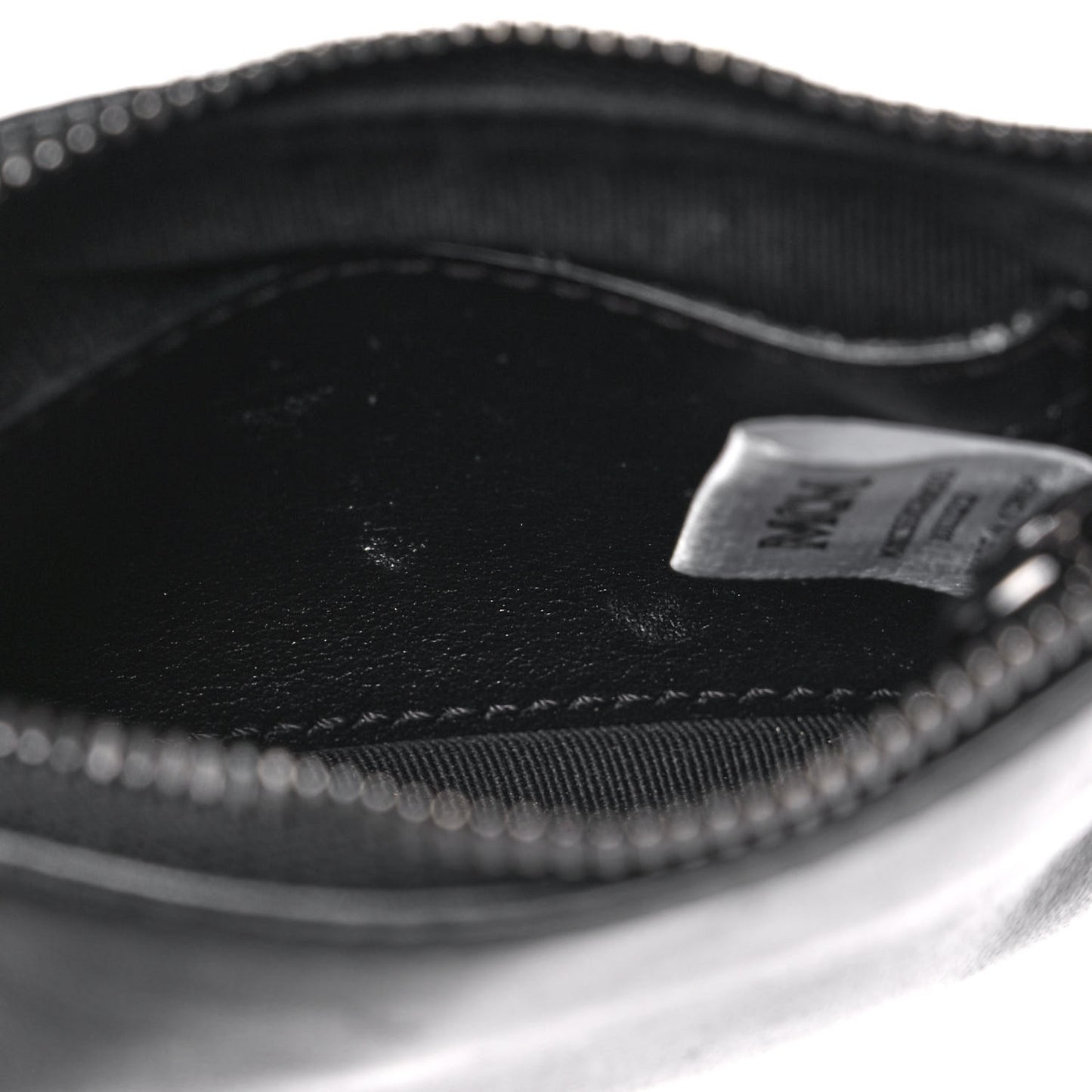 Nappa Logo Embossed Mini Zip Pouch Black