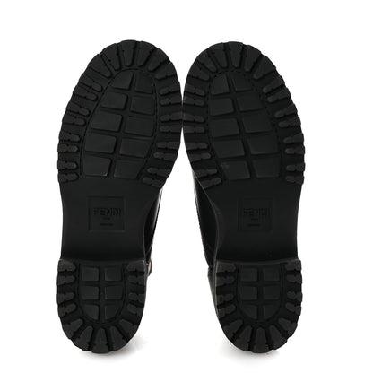 Fendi Calfskin Stretch Fabric FF Rockoko Biker Boots 7 Black Tobacco 6 of 9