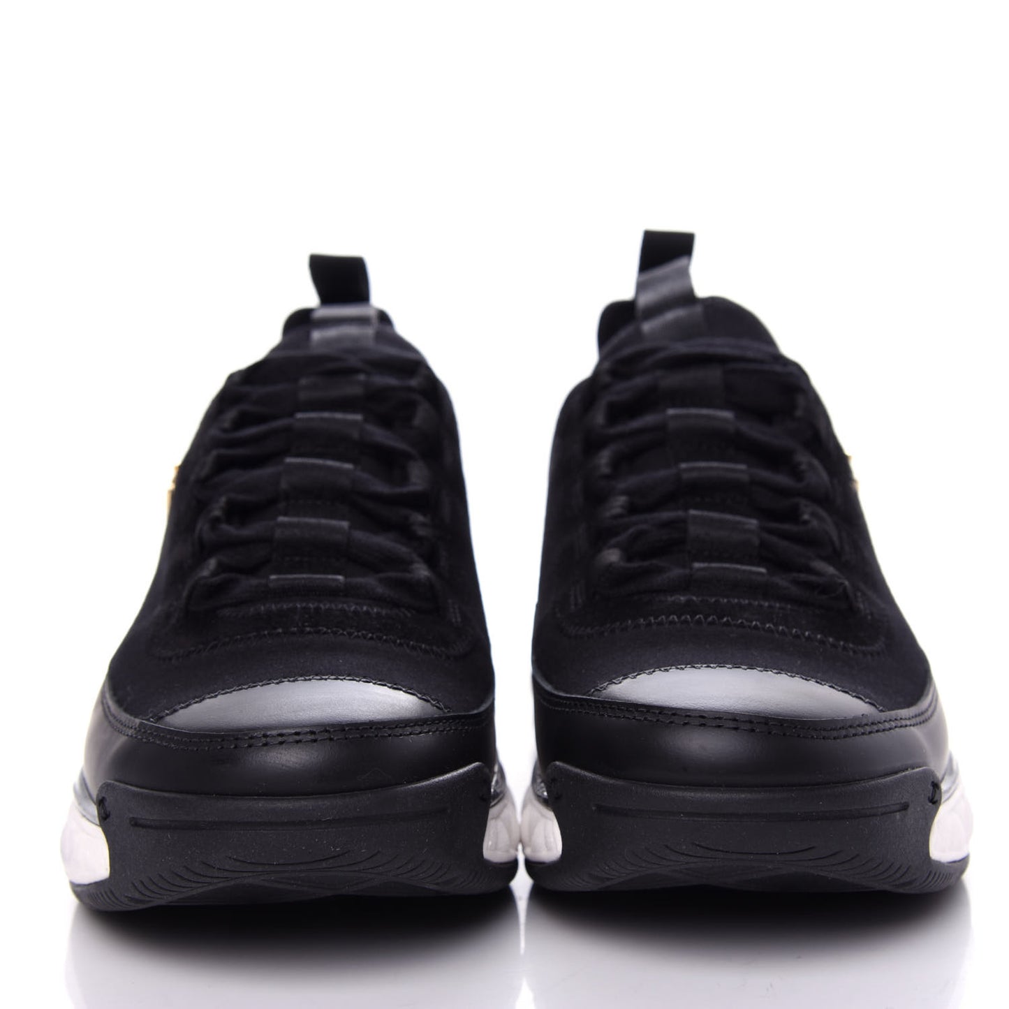 Velvet Calfskin Mixed Fibers CC Sneakers 37 Black