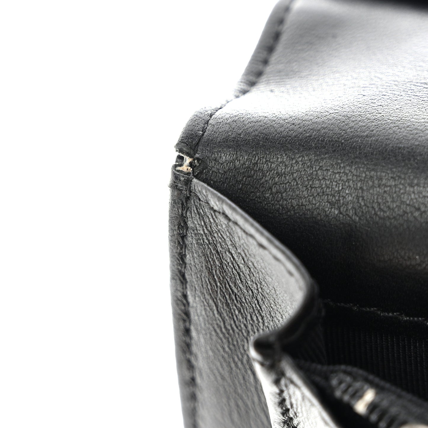 Lambskin Perforated Yen Wallet Black