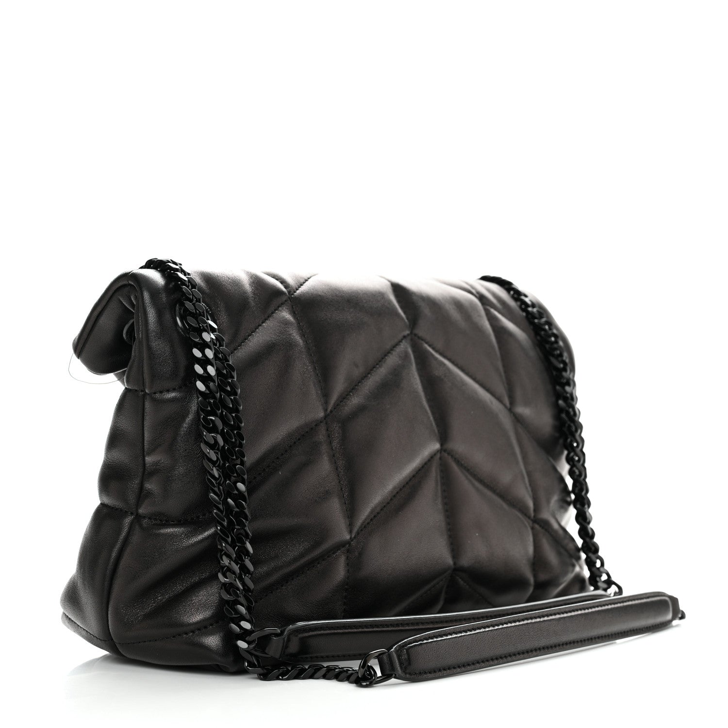 Saint Laurent Lambskin Quilted Monogram Monochrome Small Loulou Puffer Chain Satchel Black 3 of 11