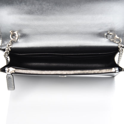 Saint Laurent Metallic Grain De Poudre Kate Monogram Tassel Chain Wallet Silver 5 of 6
