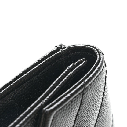 Saint Laurent Grain De Poudre Matelasse Chevron Small Monogram Envelope Wallet Black 9 of 10