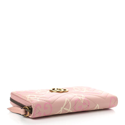 Gucci Calfskin Matelasse GucciGhost GG Marmont Zip Around Wallet Perfect Pink Rosa Ivory 4 of 9