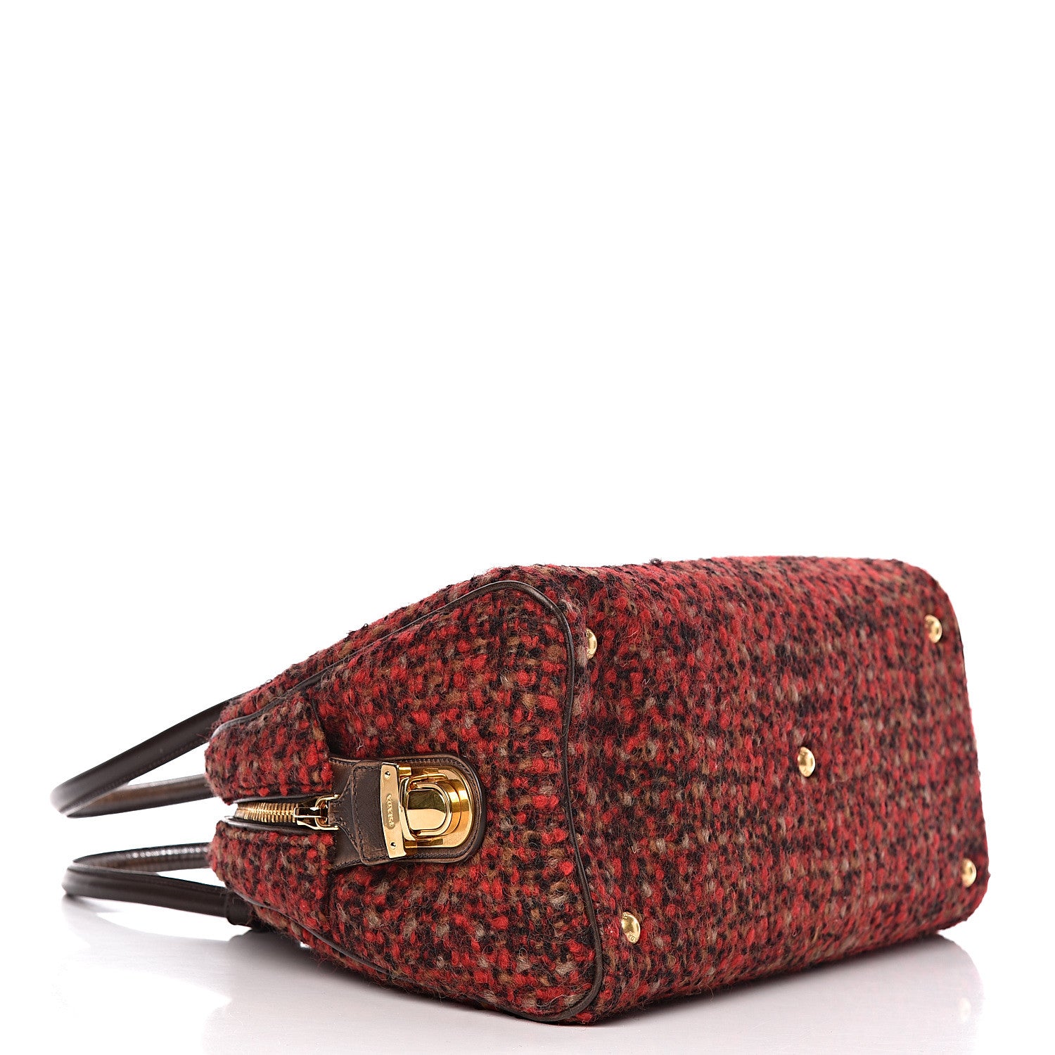 Prada Tessuto Tweed Vitello Bowling Bag Lacca Knicker 4 of 17