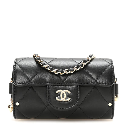Chanel Lambskin Quilted Box Of Secrets Card Holder With Chain Black 1 of 9