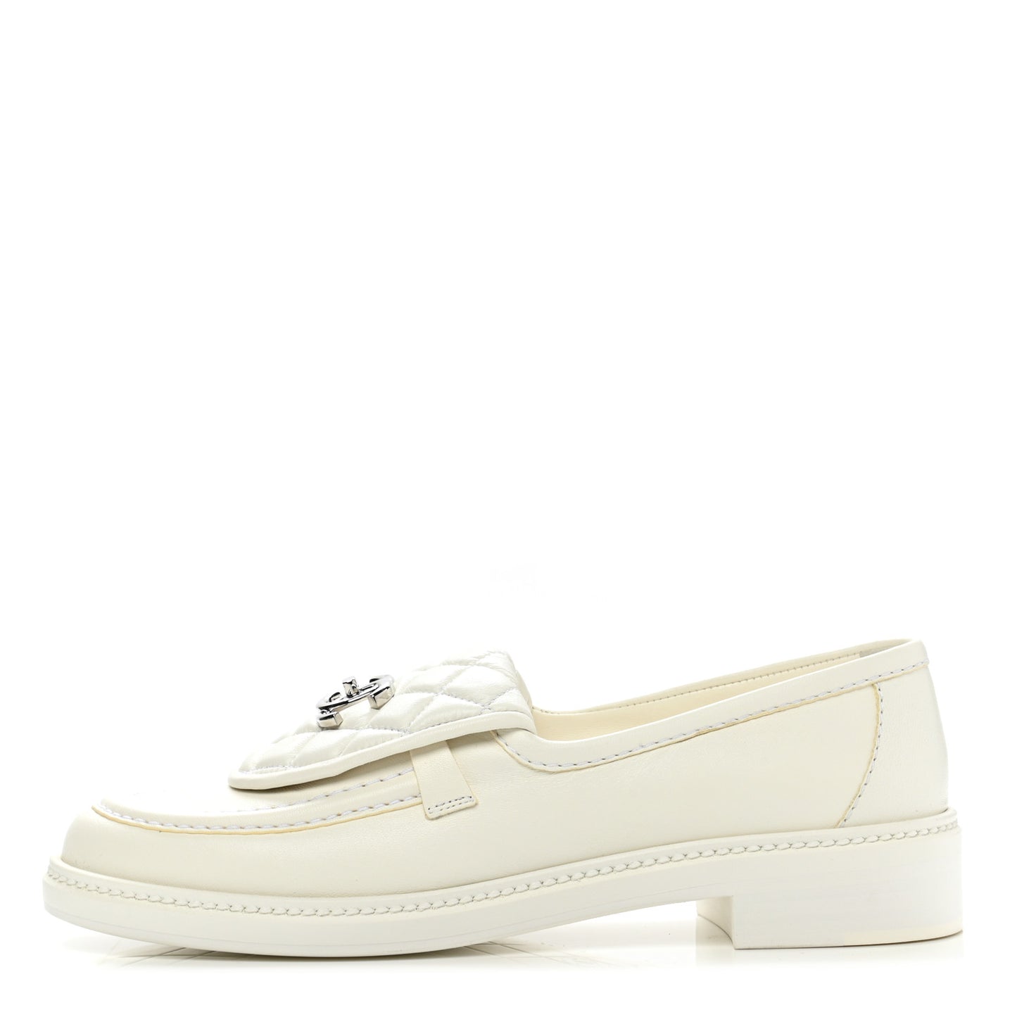Lambskin Quilted CC Turnlock Loafers 39 White