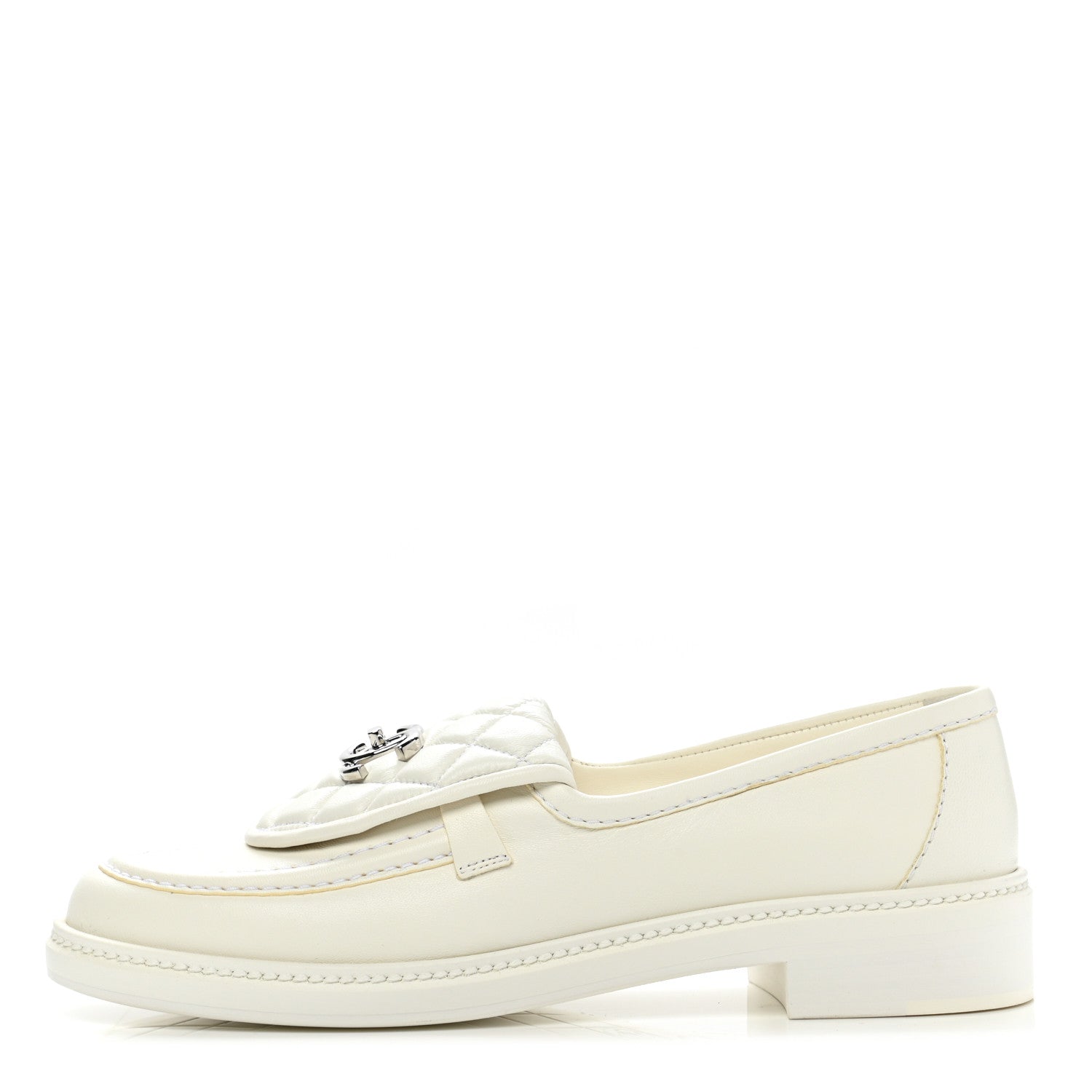 Chanel Lambskin Quilted CC Turnlock Loafers 39 White 1 of 10