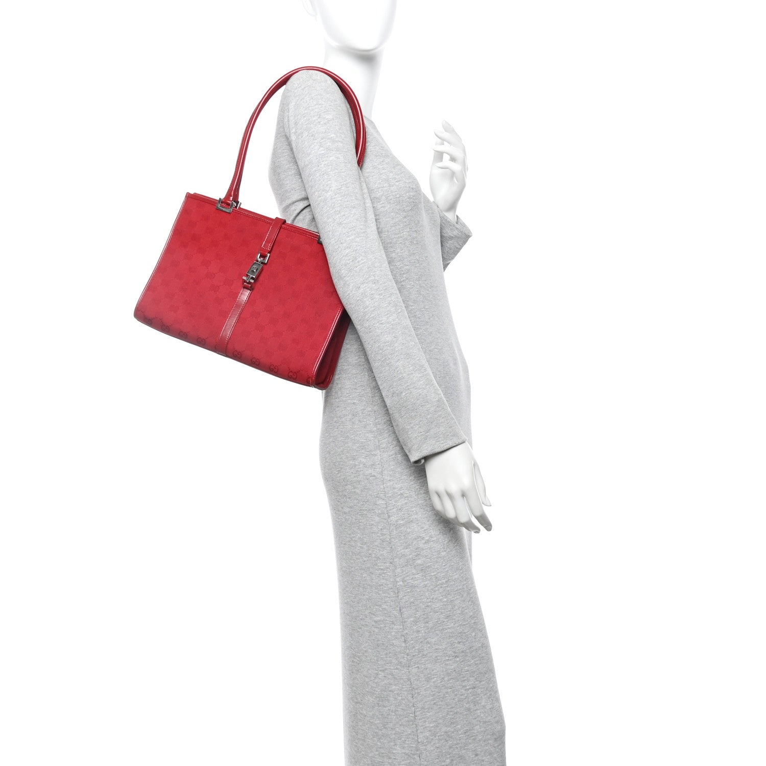 Gucci Monogram Small Bardot Shoulder Bag Red 2 of 15