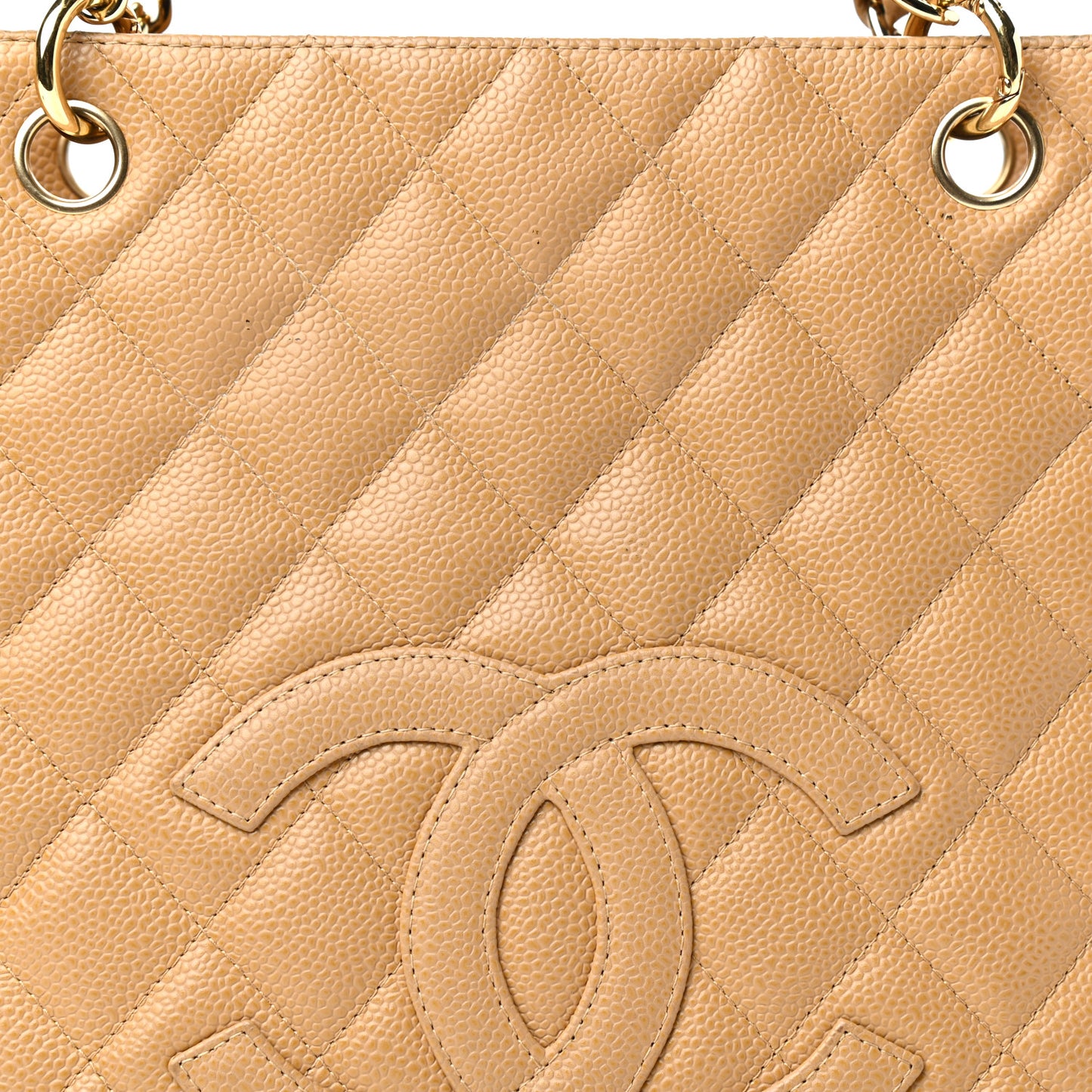 Caviar Quilted Petit Shopping Tote PST Beige