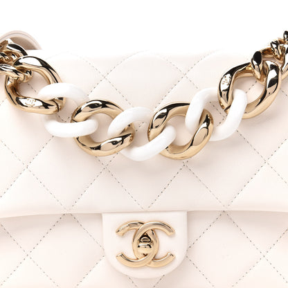 Chanel Lambskin Quilted Resin Bi-Color Chain Flap Bag White 10 of 11
