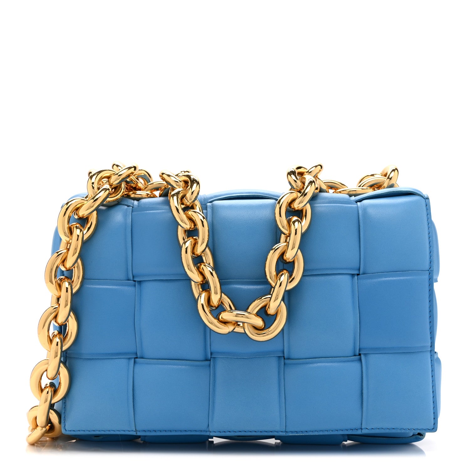 Bottega Veneta Lambskin Maxi Intreccio Padded Chain Cassette Crossbody Bag Swimming Pool 1 of 11