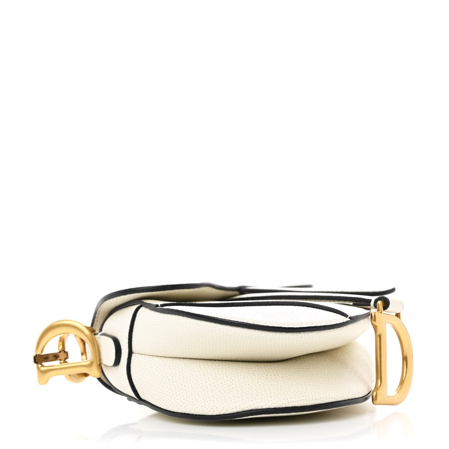 Grained Calfskin Mini Saddle Bag White