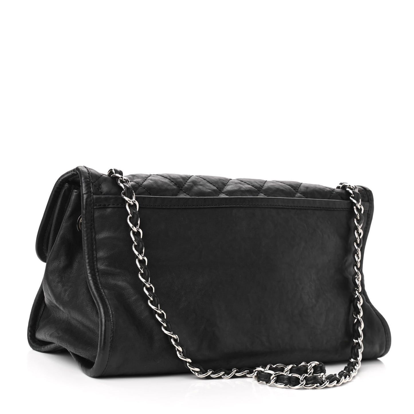 Washed Lambskin Accordion Flap Black