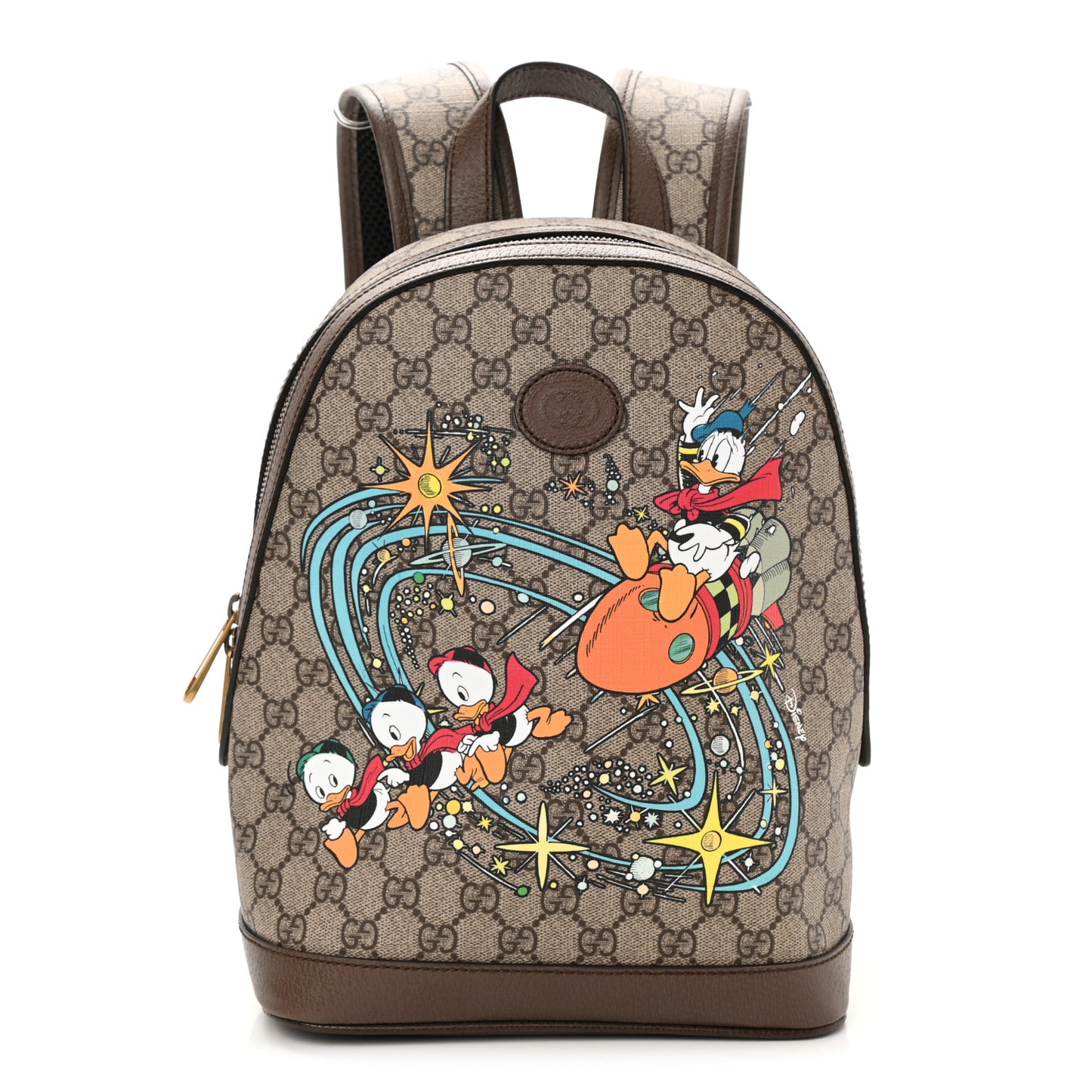 X DISNEY GG Supreme Monogram Donald Duck Small Interlocking G Dome Backpack Beige Multicolor New Acero