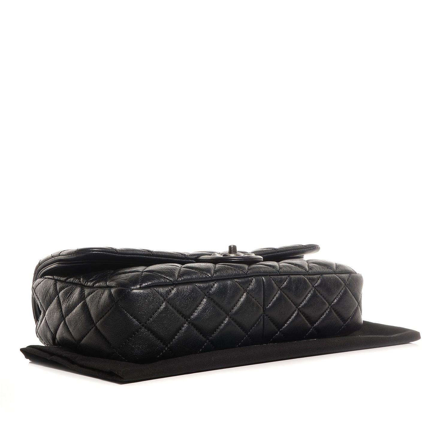 Calfskin Quilted Large Single Flap Black