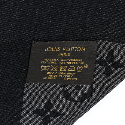 Louis Vuitton Silk Lurex Wool Monogram Shine Shawl Black 3 of 8