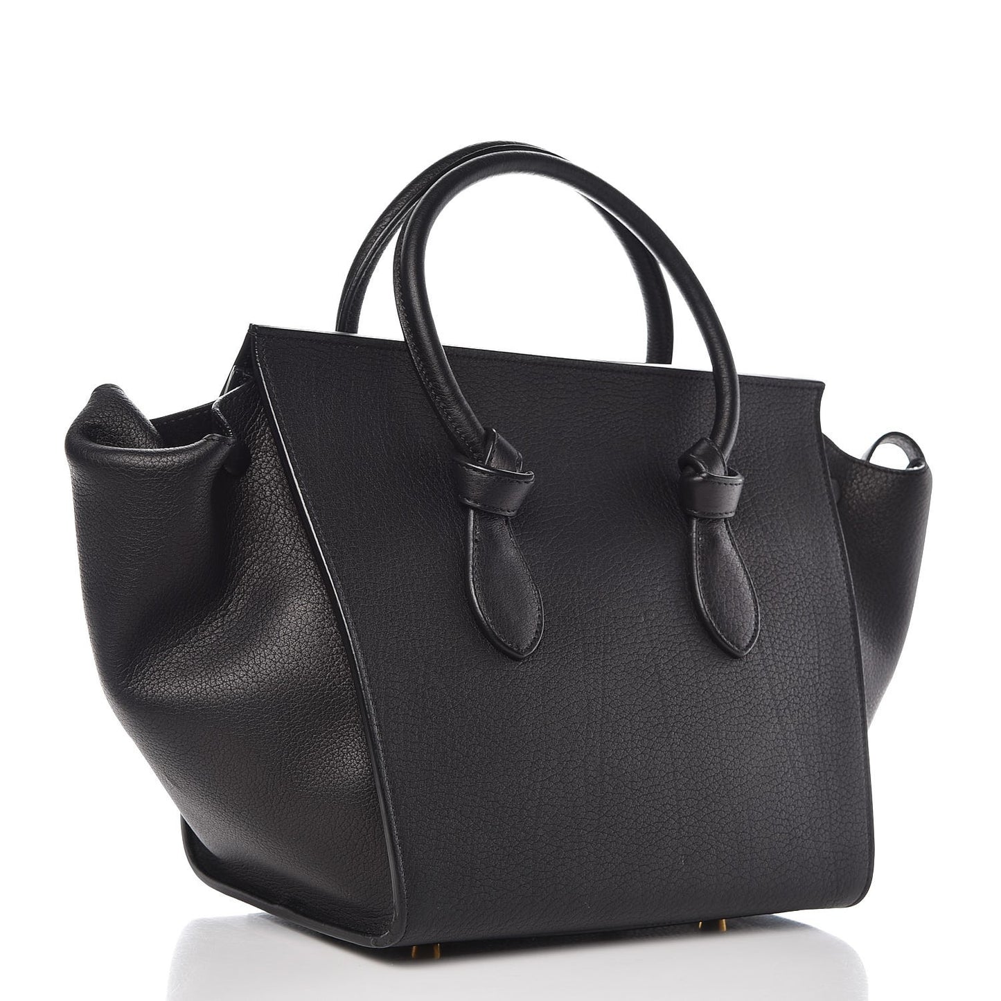Crisped Calfskin Mini Tie Knot Tote Black