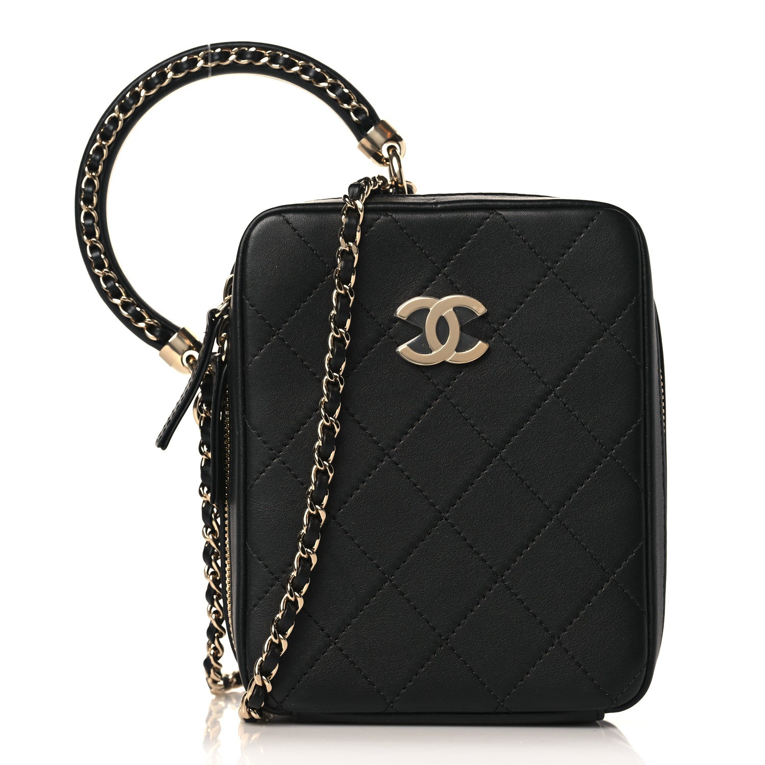 Chanel Calfskin Stitched Cup Of Tea Vanity Case Black 1 of 9