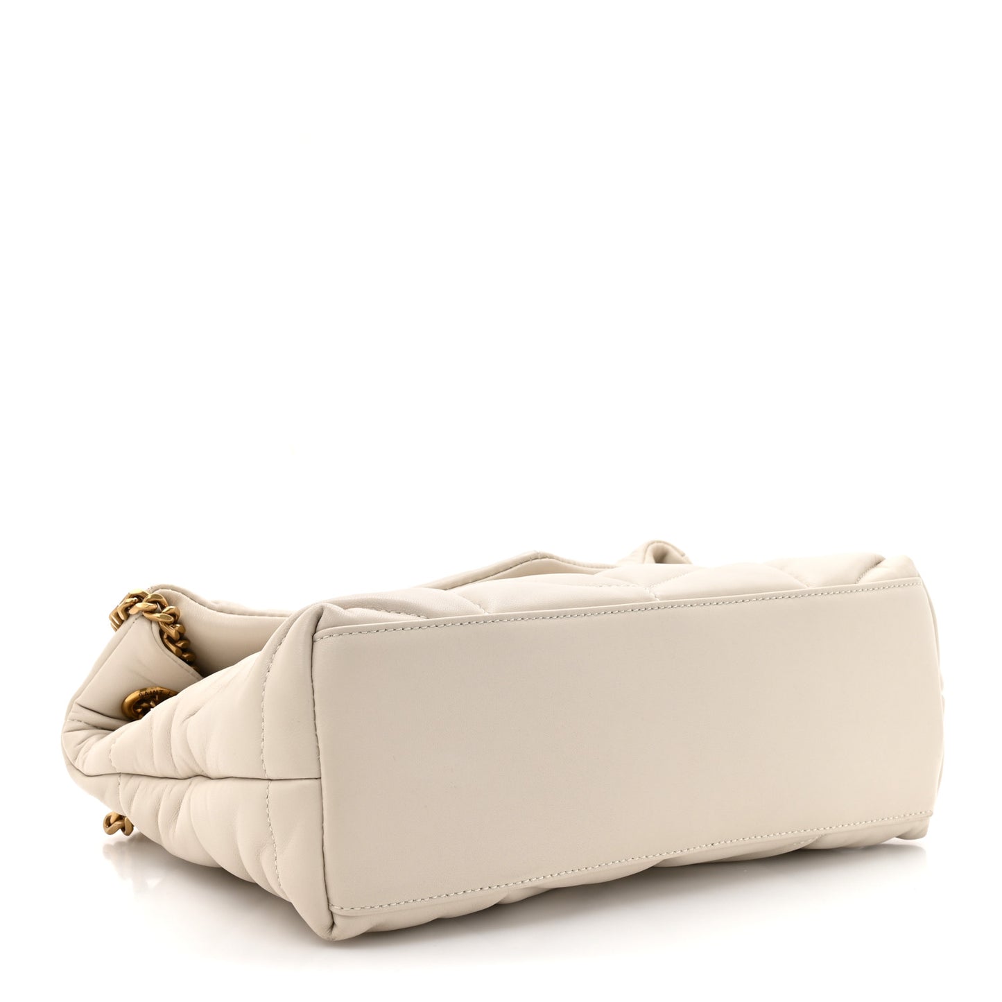 Lambskin Quilted Small Loulou Puffer Monogram Chain Satchel Crema Soft