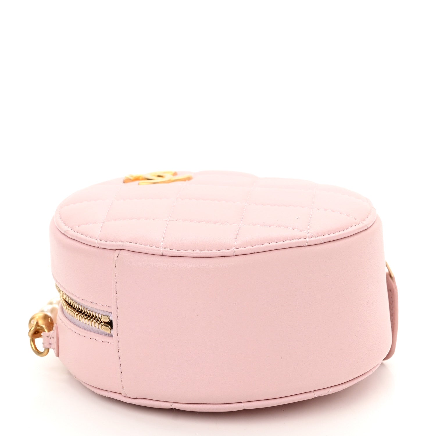 Chanel Calfskin Quilted Pearl Round Clutch With Chain Light Pink 4 of 11