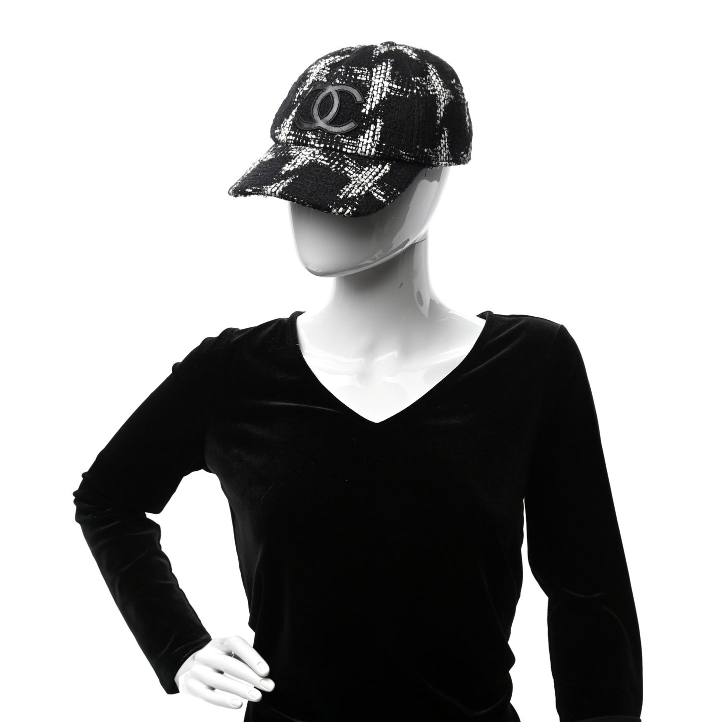 Tweed Cap Hat M Black White