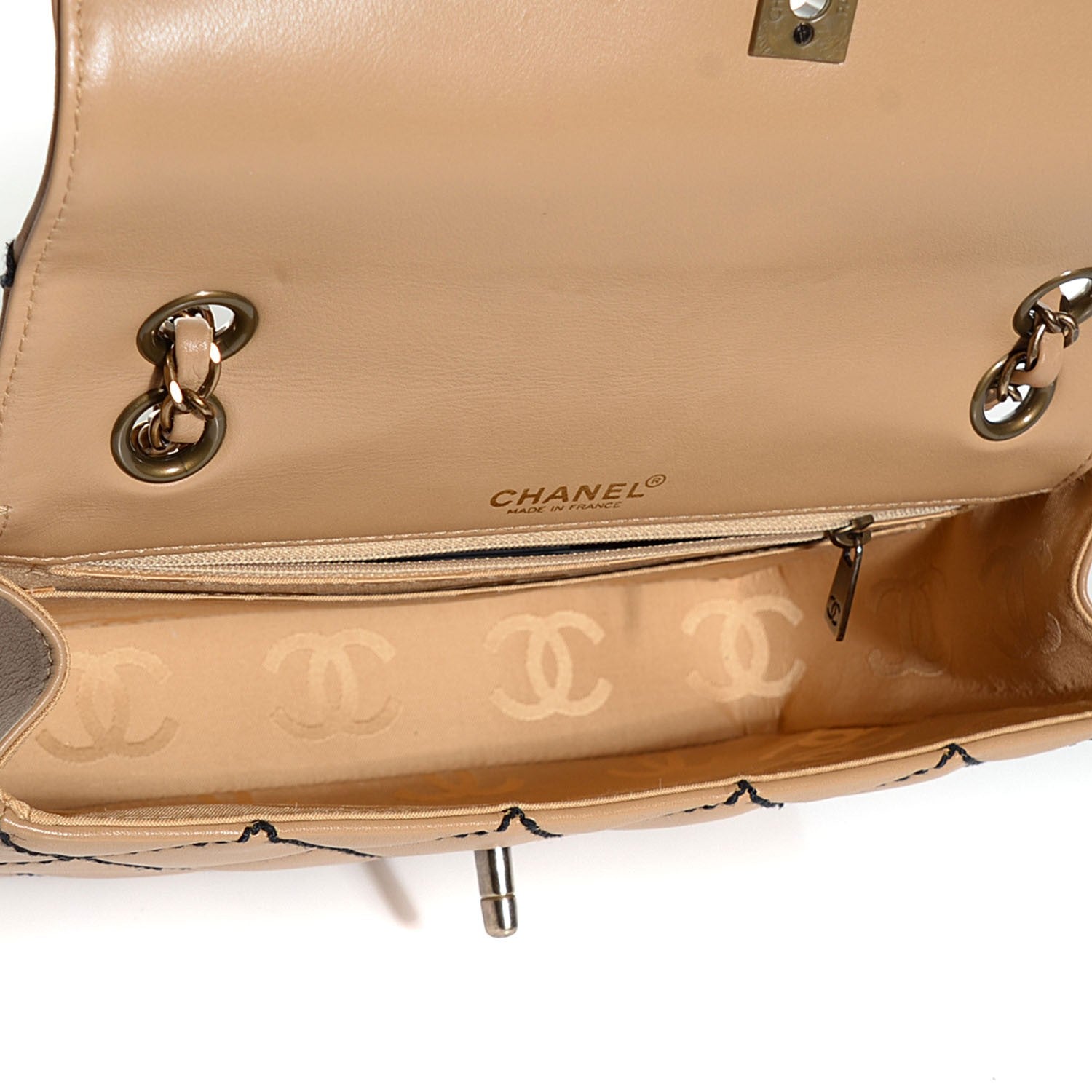 Chanel Calfskin Quilted Medium Wild Stitch Flap Beige 5 of 8