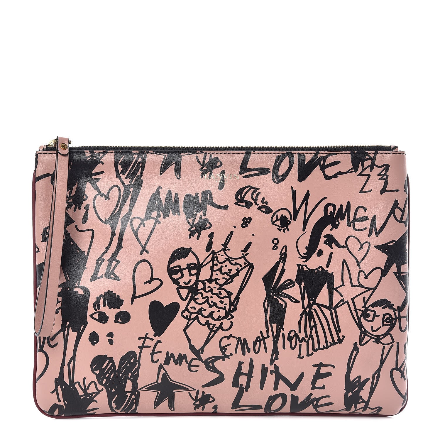 Lanvin Calfskin Silhouette Sketch Printed Large Pouch Blush 1 of 8