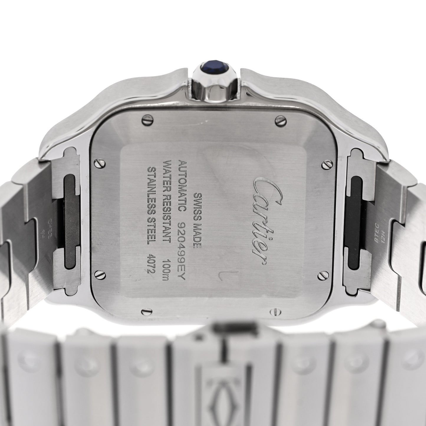 Stainless Steel Alligator 39.8mm Santos De Cartier Automatic Watch Blue
