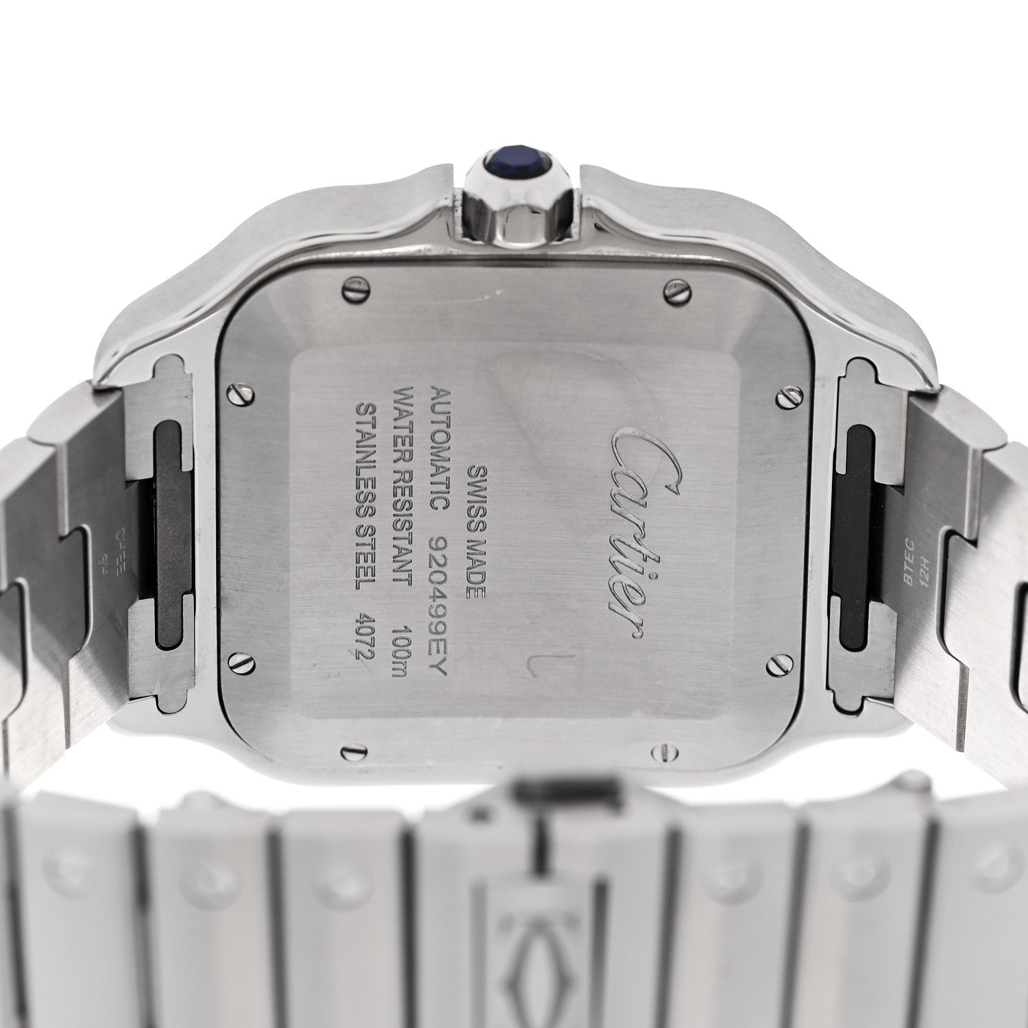 Cartier Stainless Steel Alligator 39.8mm Santos De Cartier Automatic Watch Blue 4 of 7