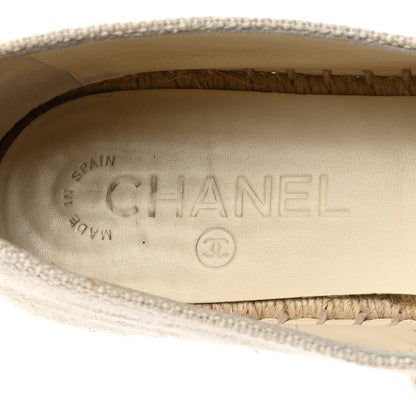 Chanel Linen CC Espadrilles 38 Beige Black 6 of 11