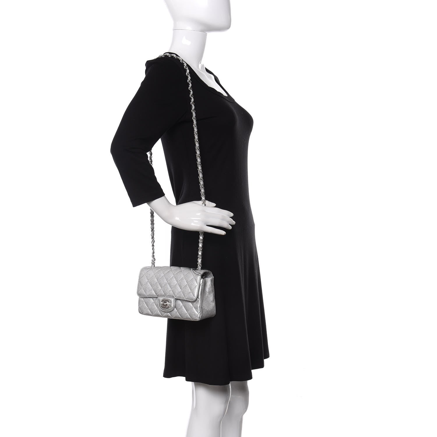 Chanel Metallic Lambskin Quilted Mini Rectangular Flap Silver 2 of 10