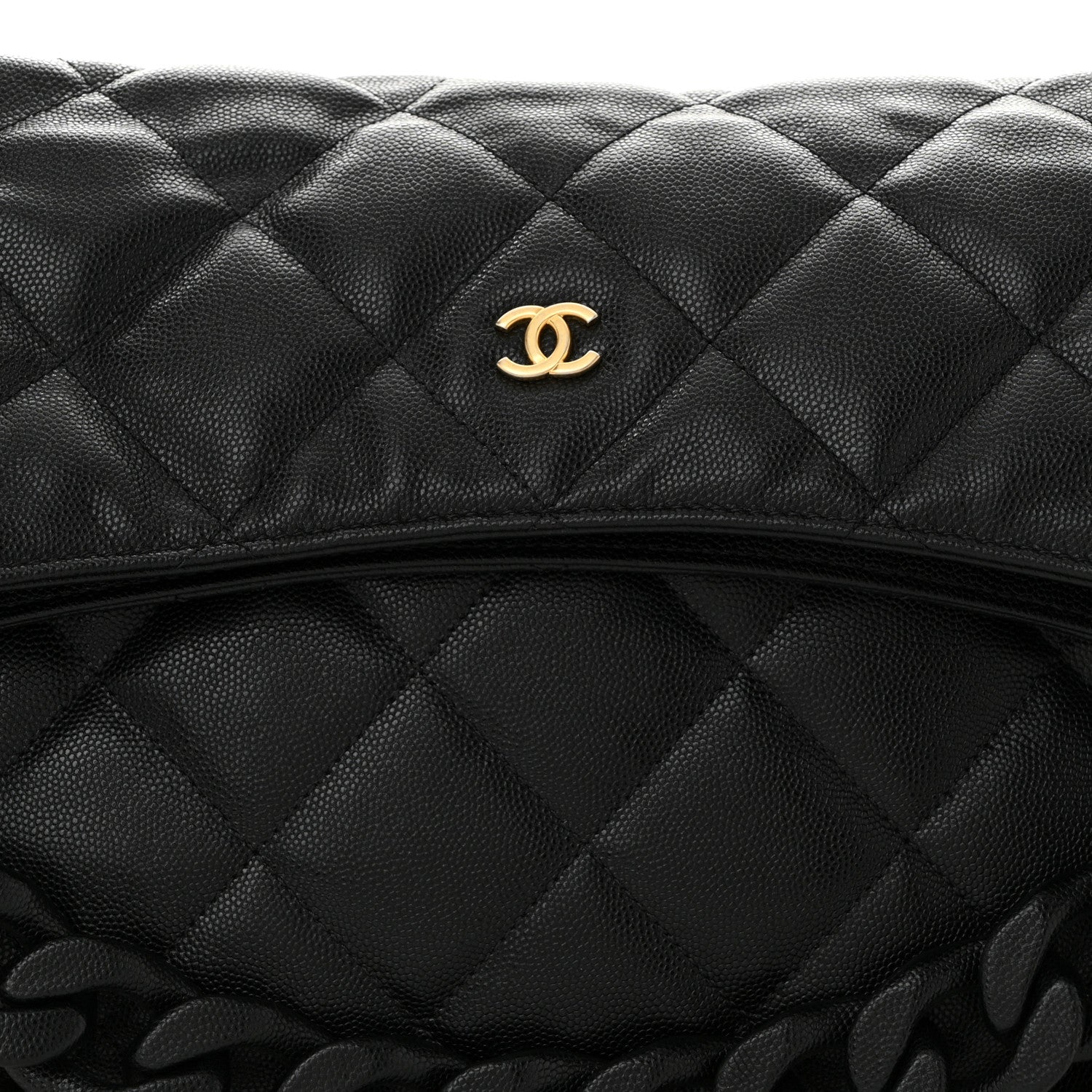 Chanel Caviar Quilted Fold Over Hobo Black 10 of 13