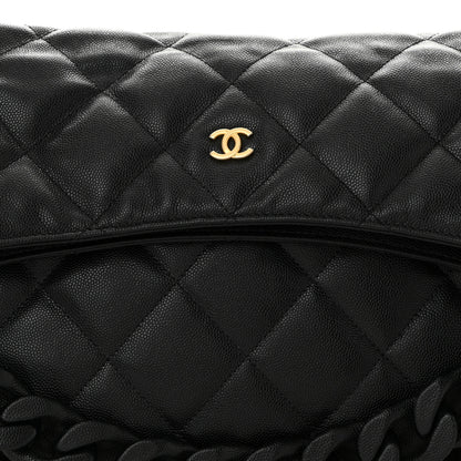 Chanel Caviar Quilted Fold Over Hobo Black 10 of 13