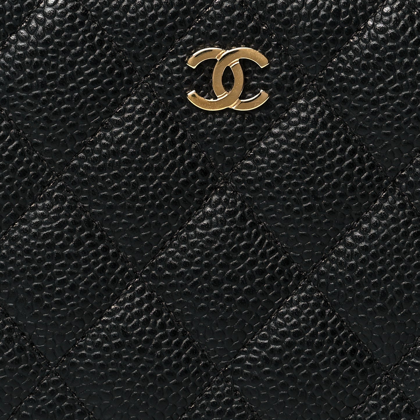 Caviar Quilted Large Gusset Zip Around Wallet Black