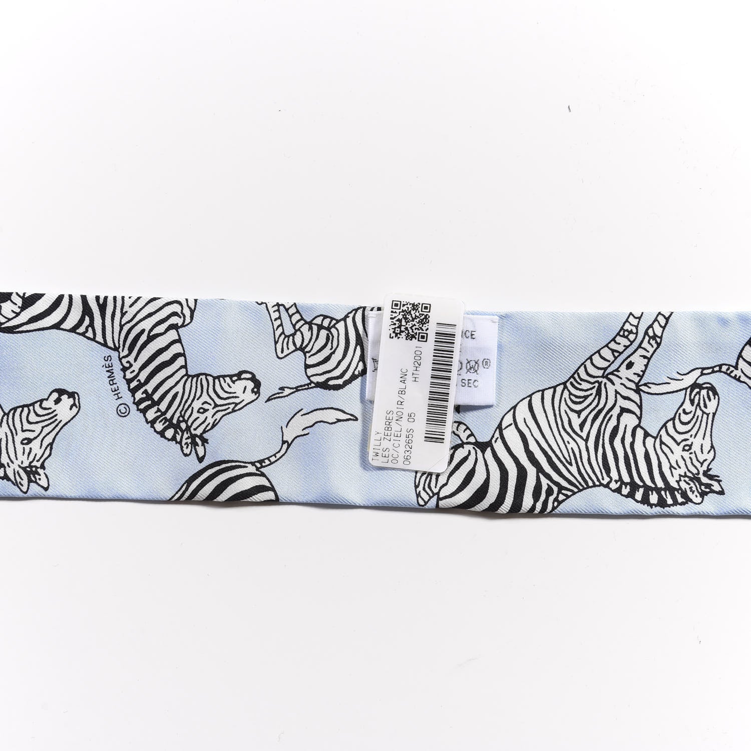 Hermes Silk Les Zebres Twilly Ciel Black White 2 of 3