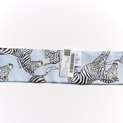 Hermes Silk Les Zebres Twilly Ciel Black White 2 of 3