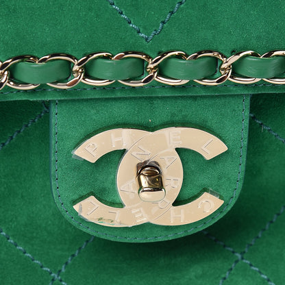 Chanel x Pharrell Williams Suede Lambskin XXL Flap Bag Green 10 of 11