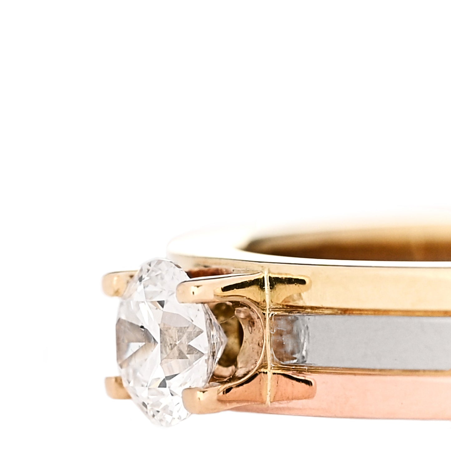 18K Pink Yellow White Gold Diamond .23ct Solitaire Trinity Engagement Ring 48 4.5