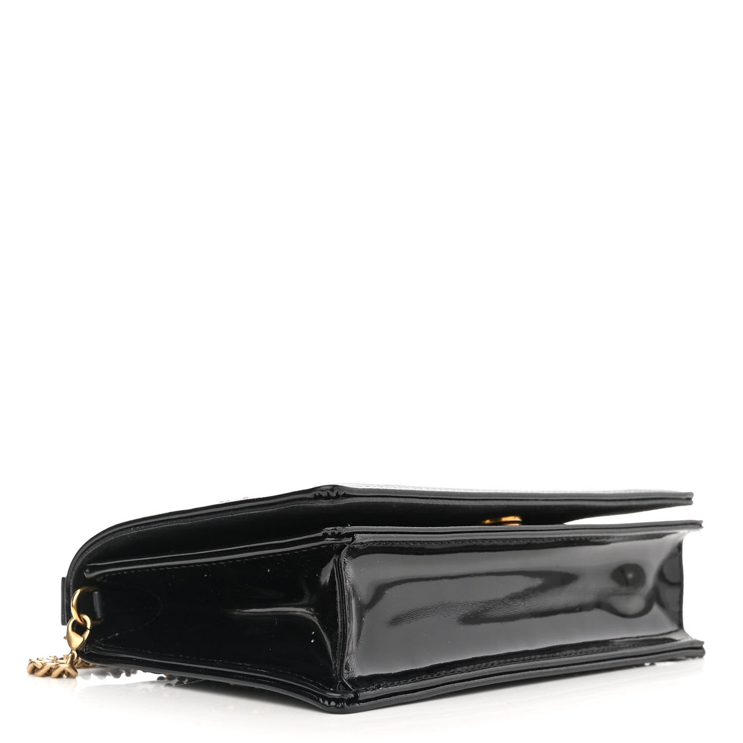 Patent Studded Diorama Flap Bag Black