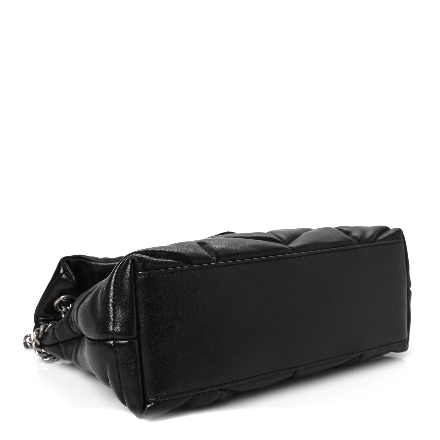 Lambskin Quilted Small Loulou Puffer Monogram Chain Satchel Black