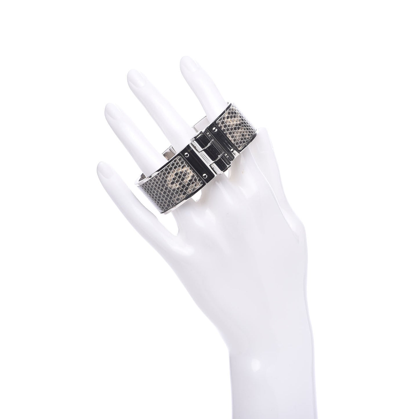 Lizard Charniere Cuir Wide Hinged Bracelet M Ombre