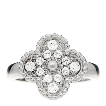 Van Cleef & Arpels 18K White Gold Diamond Vintage Alhambra Ring 51 5.75 1 of 4